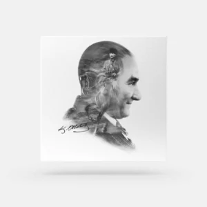 Atatürk Tablosu; Özel Tasarım 1. Siyah - Beyaz, Kare